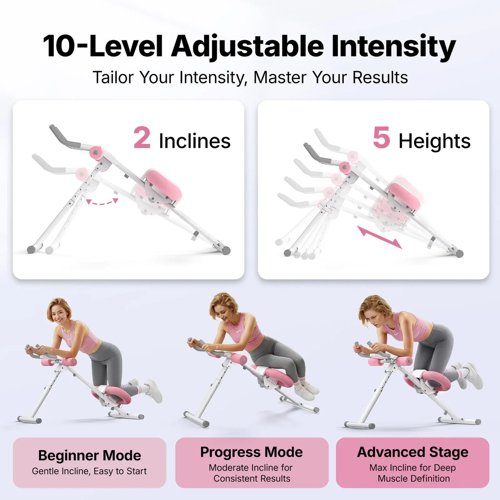Adjustable Ab Trainer Machine with LCD Monitor, 10-level adjustable resistance