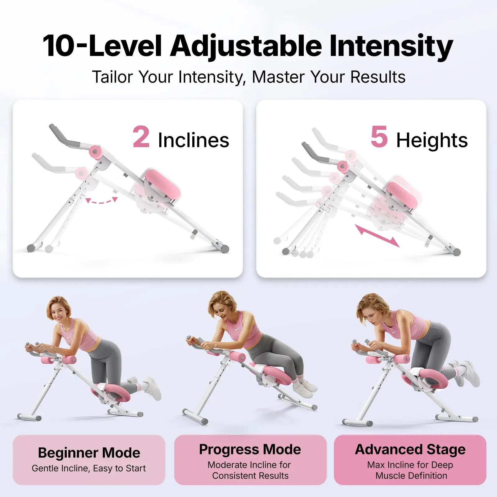 Adjustable Ab Trainer Machine with LCD Monitor, 10-level adjustable resistance