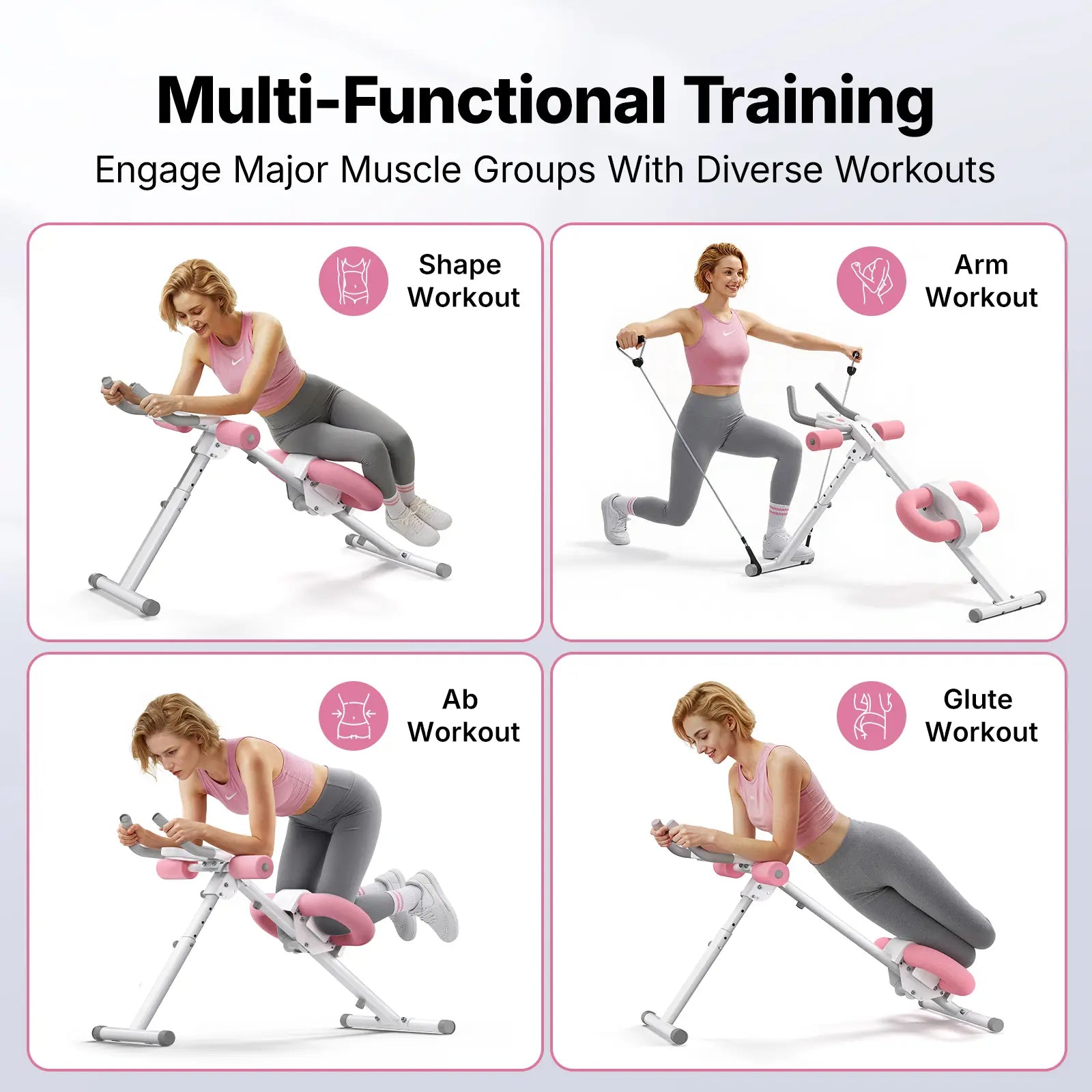 Adjustable Ab Trainer Machine with LCD Monitor, 10-level adjustable resistance
